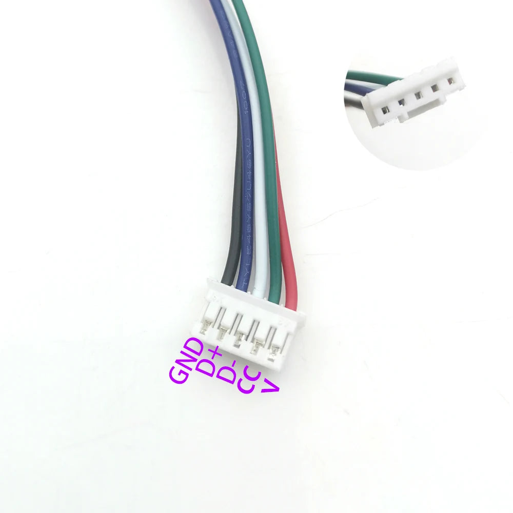 5Pin USB-C Connector With CC Pin Data Nut Snap Plate 4Pin With Wire 3A Waterproof USB Type C to PH2.0 Fast Charging Female Jack