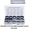 300Pcs 15Values*20PCS 1206 0805 1210 1812 SMD Resettable Fuse kit 0.7A 0.5A 0.2A 2A PPTC PolySwitch Self-Recovery 1.1A 2.6A 3.5A