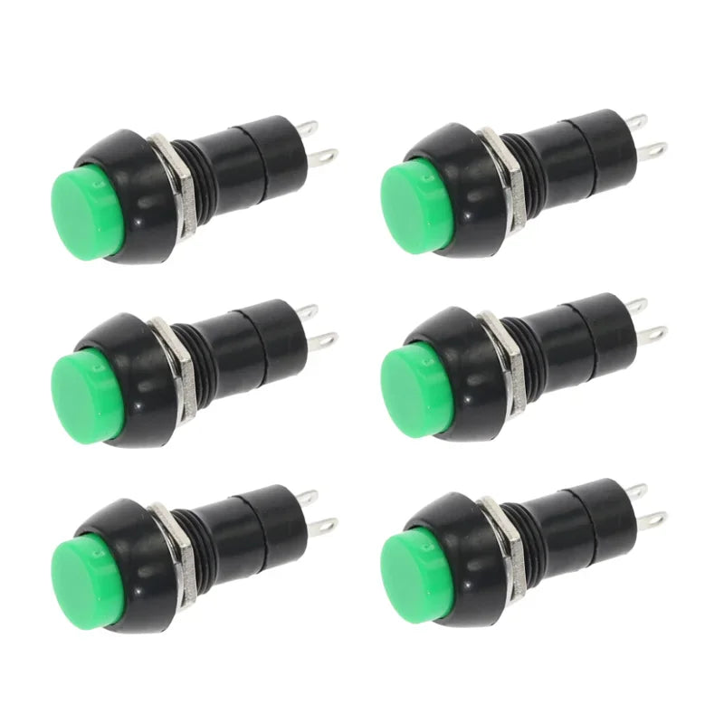 6PCS PBS-11A PBS-11B 12mm self-locking / Self-reset Plastic Push Button Switch Latching Momentary Switchs 3A 250V AC 2PIN 6Color