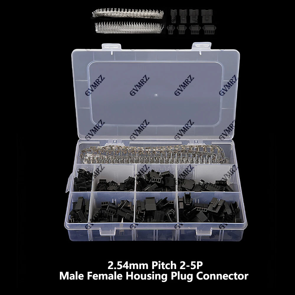 560PCS SM2.54 Kits 2.54mm Pitch JST SM Connector 2P 3P Pin Male Female Housing Plug Connector Assortment Kit with box 4P 5P