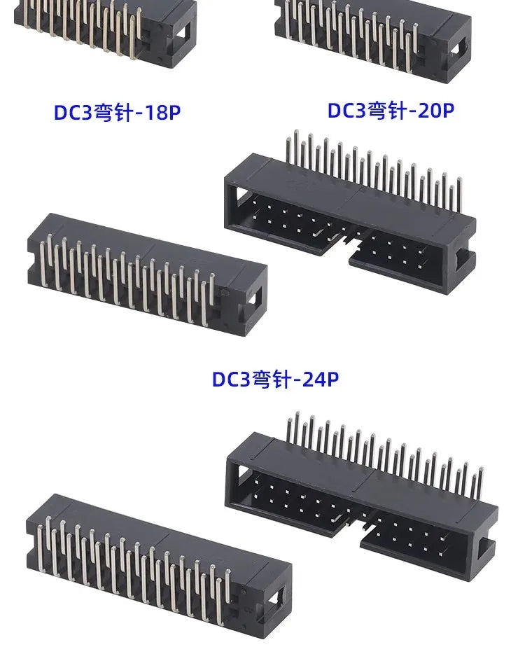 10Pcs Pitch 1.27mm 2.0mm 2.54mm Male Socket Straight IDC Box Headers PCB CONNECTOR DOUBLE ROW DC3 HEADER DIP 6/10/20/26/34/40Pin