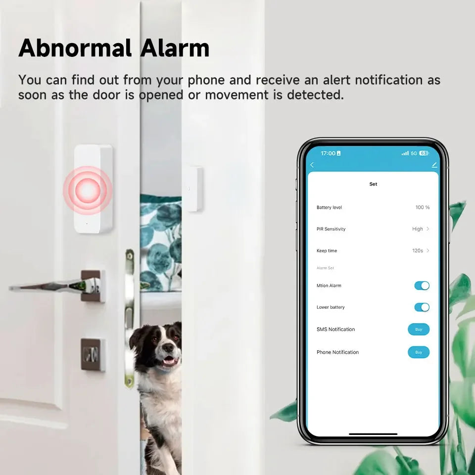 Zigbee Wifi Door Window Entry Sensor Security Burglar Magnetic Alarm Smart Life Compatible with Alexa Google Home Tuya