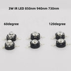 3Watt 3W High Power LED 850nm 940nm 730nm 60 90 120 Degree Infrared LED IR for Night Vision CCTV DIY