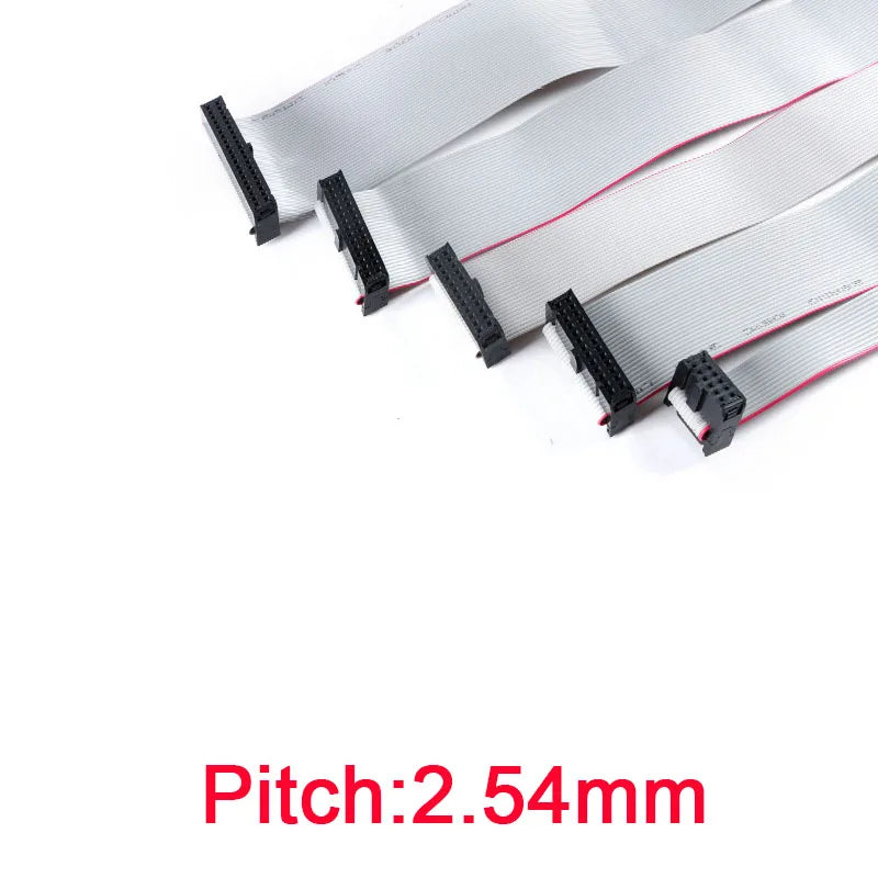 Gray Flat Ribbon Cable 1.27MM 2.0MM 2.54MM Pitch AVR 20cm Data Line Wire FC-6/8/10/12/14/16/20/24/26/30/34/40/50P Pin Connector