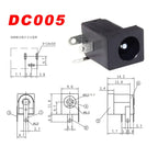 10Pairs DC Power Supply Jack Socket Female Panel Mount Connector 3-Pin 5.5x2.1mm 5.5mm*2.5mm Male DC Power Plug