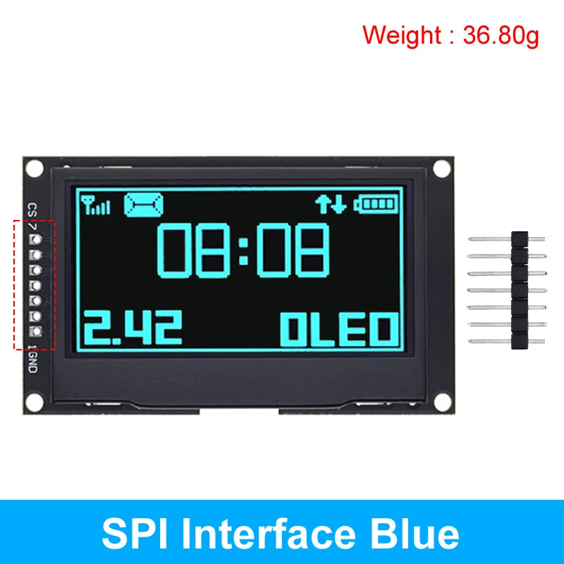 2.42 inch 2.42" OLED Display Module 128x64 LCD HD Screen Module SSD1309 7 Pin SPI/IIC I2C Serial Interface for Arduino UNO R3