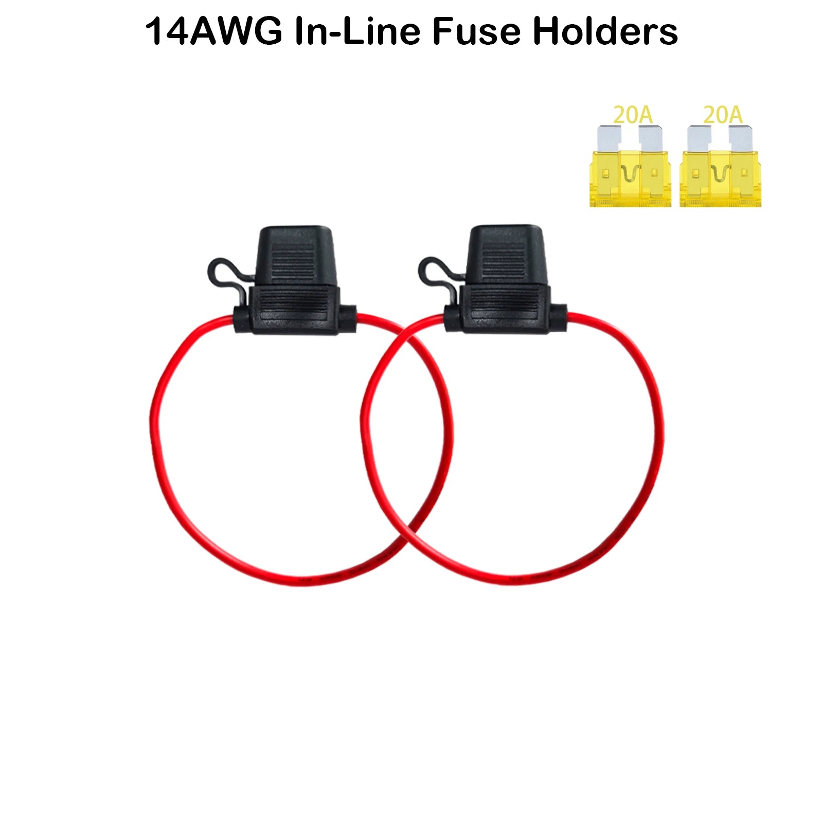 2PCS Inline Fuse Holder 10/12/14/16/18AWG Car Gauge Inline Fuse ATO/ATC Standard Blade Fuse 5A 10A 15A 20A 30A 40A Fuse Holders
