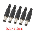 5/10Pcs DC Power Male Plug 5.5mm x 2.5mm Jack Adapter DC Plugs Solder Type Connector 5.5* 2.5mm For DIY Electronics Projects