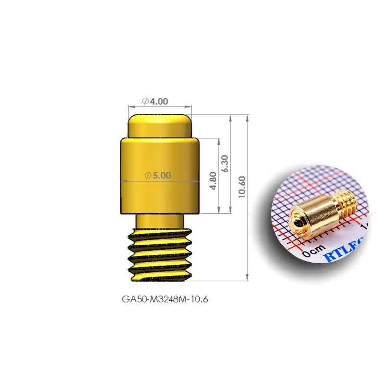 2/5/20Pcs High Current Pogo Pin Theaded M3 M4 M8 Connector 1A 4A 5A Battery DC Power Spring Loaded Needle Test Probe Gold Plated