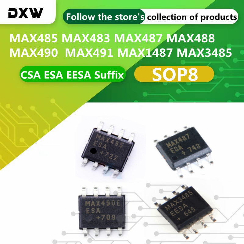 10PCS/Lot MAX485 MAX483 MAX487 MAX488 MAX490  MAX491 MAX1487 MAX3485 CSA ESA EESA SOP8 Transceiver