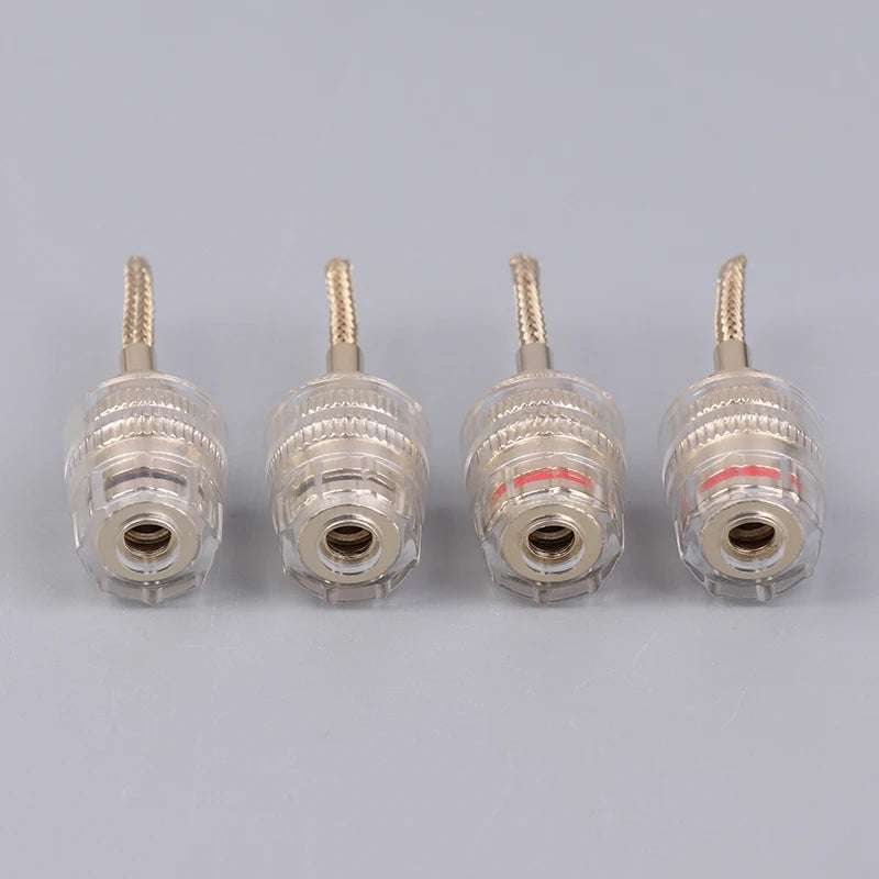 2/4Pcs 4MM Banana Female To 2MM Pin Connector HIFI Cable Adapter Plug Braided Copper Wire Socket