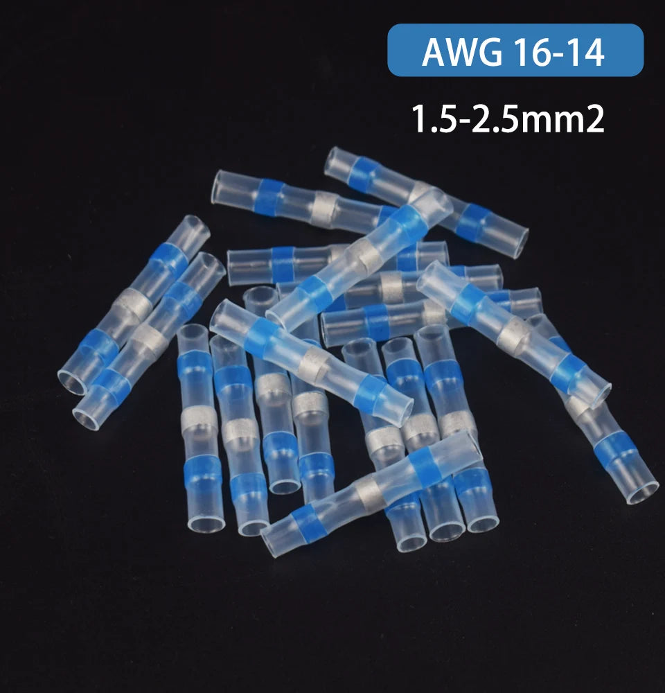 50/100/200Pcs Waterproof Solder Seal Heat Connector Shrink Butt Connectors Lug Terminals Electrical Wire Car Insulated Terminal