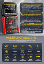 Dual-channel Oscilloscope Rechargeable 50MHz Bandwidth 200MSa/s Sampling Smart Automatic 3-in-1 Detector 25000 Count ANENG AOS05