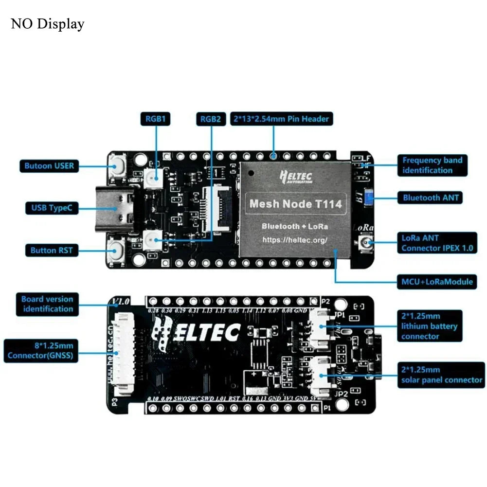 Heltec Mesh Node T114 LoRa BLE 868MHz 915MHz nRF52840 SX1262 TFT Display Low Power Positioning Devboard for Arduino Meshtastic