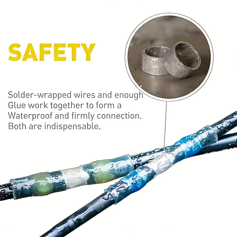 50 - 500pcs Solder Seal  Wire Connectors 3:1 Heat Shrink Butt Crimp Terminals Waterproof Electrical Cable Splice Connector