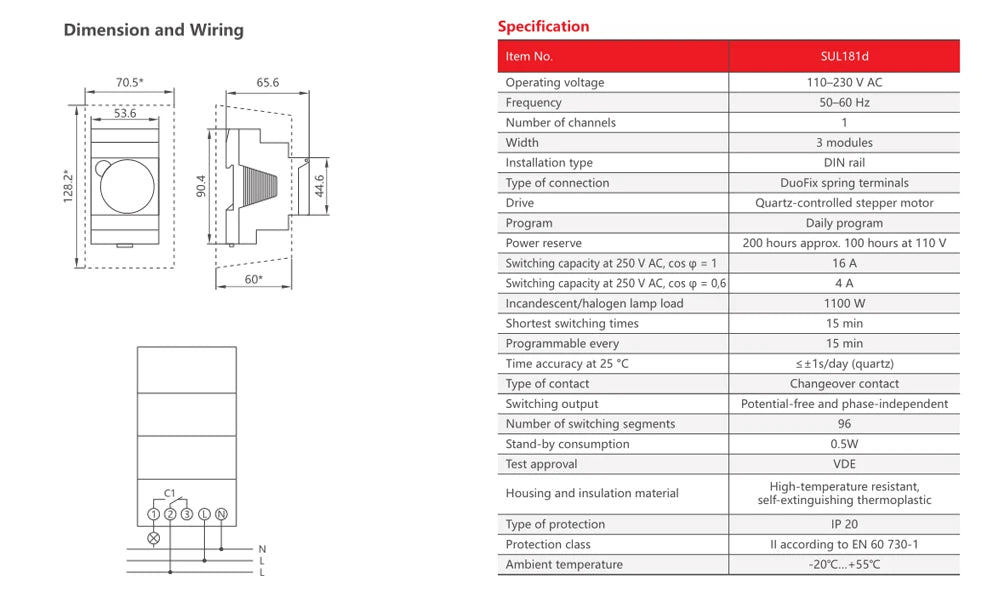 CNC SUL181d Time Relay Track Installation Mechanical Timer 220V 24-hour Industrial Time Control Switch