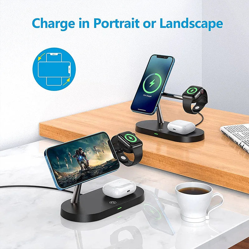 3 in 1 Magnetic Wireless Charger For iPhone 16 15 14 13 12 Fast Charging Station for Apple Watch 10 9 8 7 6 5 4 Airpods 2 3 Pro