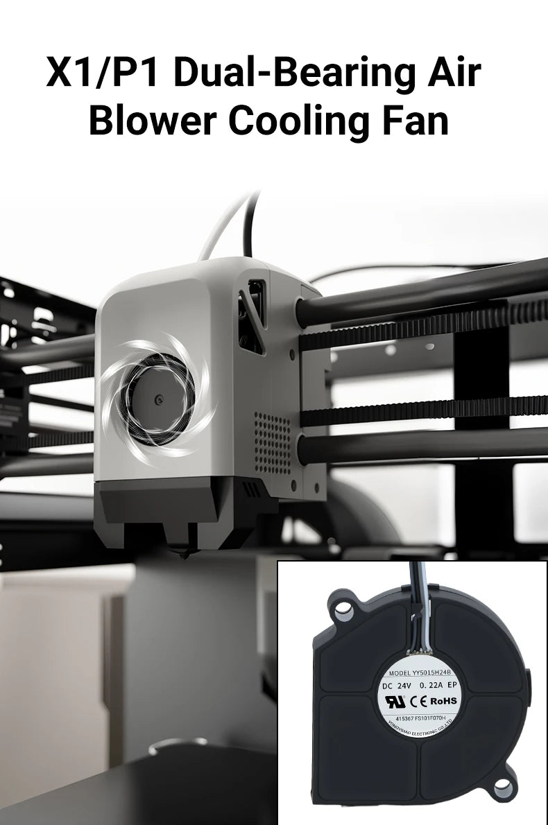 5015 Cooling Fan for Lab A1 A1mini Hotend Fan with Cable Rapid Cooler Fan 2510 Axial Fan Kit for X1 X1C P1P P1S 3D Printer Parts
