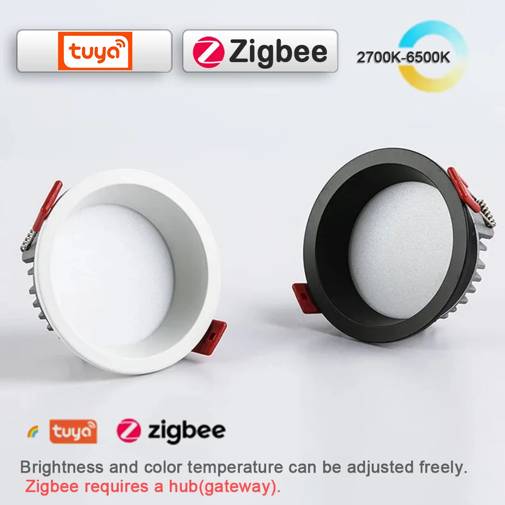 Recessed Tuya Bluetooth/Zigbee Matter 3CCT Smart LED Downlight 110V/220V 5W-12W Spotlight Bedroom Kitchen Indoor Downlight