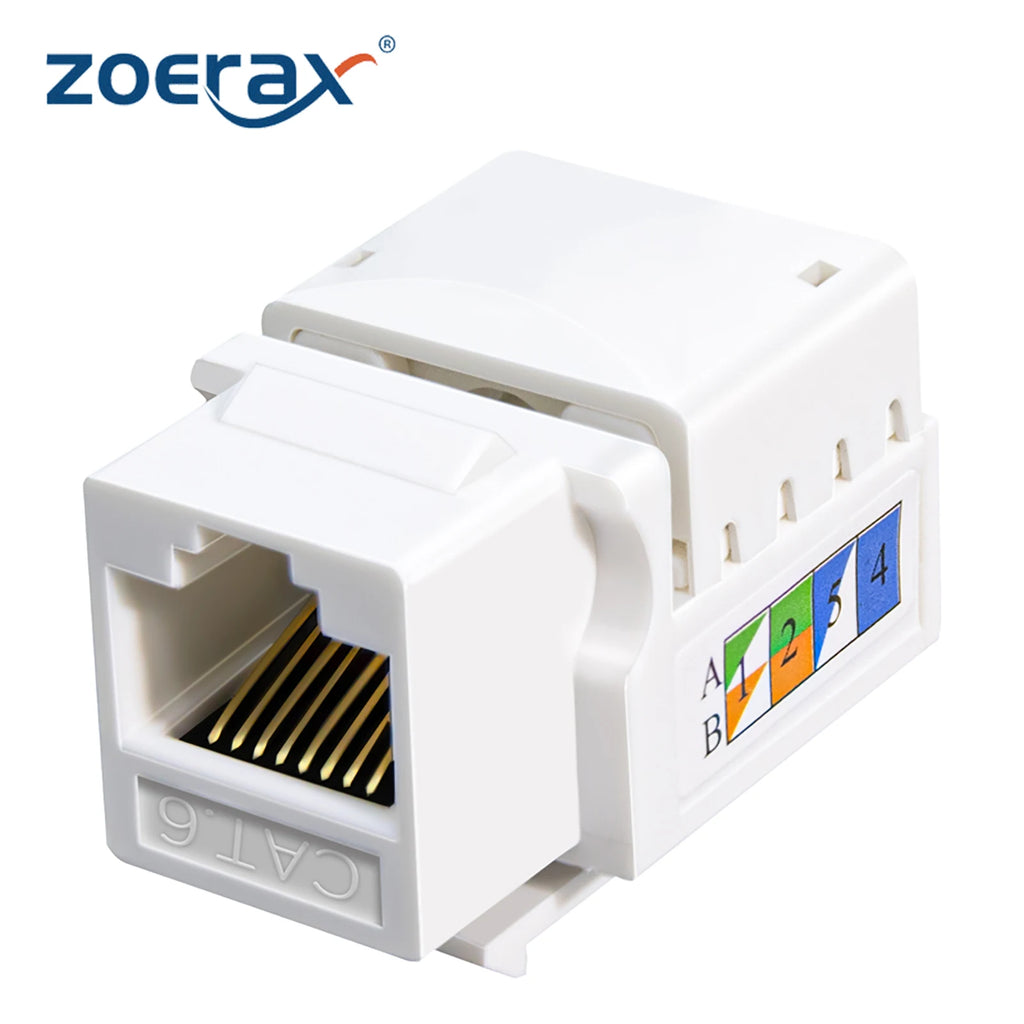 ZoeRax CAT6 CAT5E RJ45 Keystone Jack Gigabit Network Module 22-26AWG Tool-Free Keystone Insert for Wall Panel Router Switch