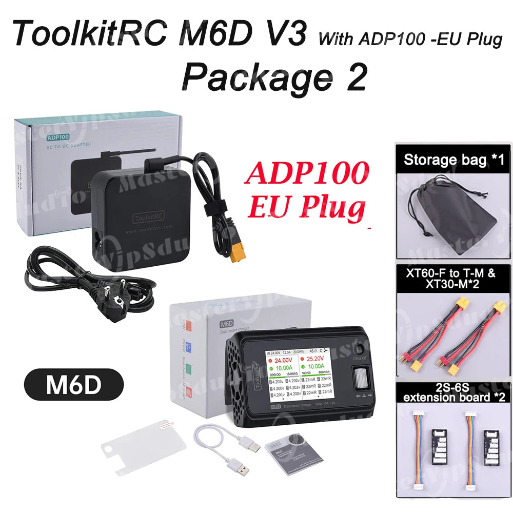ToolkitRC M6D V3 500W 15A DC Dual Channel Smart Charger Discharger For 1-6S  LiPo LiHV LiFe Lilon Battery FPV Drone
