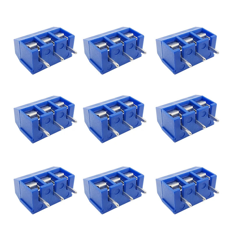 20/50Pcs KF301 KF301-5.0-2P 3P 4P 5.0mm Pitch Straight Pin Screw PCB Terminal Block Connector Splicable Plug-in Terminals Blue