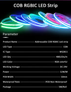 WS2811 COB RGBIC LED Strip DC24V 5M 10M 20M 30M RGB IC Horse Running Water Flowing Lights Tape Diode Ribbon Room Decoration Lamp