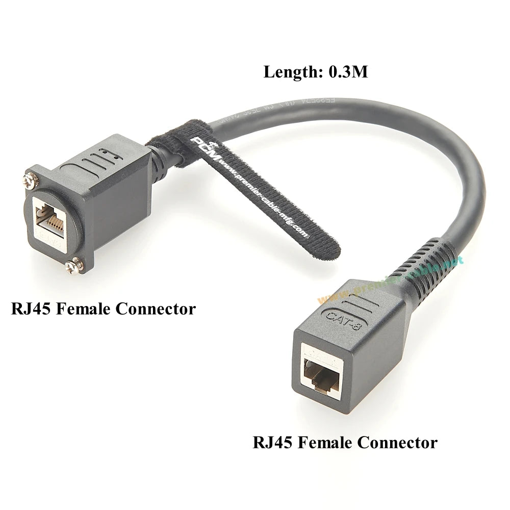 D-Type RJ45 Cat8 Ethernet Female to Female Cable 40Gbps Flange Chassis Panel Mount Pass Through Bulkhead LAN Network Cable