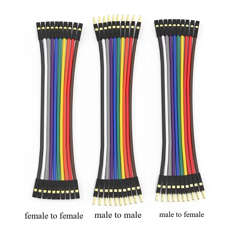 10PCS/lot Gold Plated Pure Copper Thickened DuPont Wire 24AWG Male to Female to Male Ribbon Wire DuPont Connector Wire 20cm/30cm