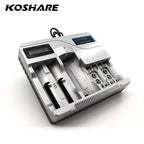 KOSHARE LED Smart Battery Charger For AA AAA Ni-MH Ni-Cd 9V Batteries 18650/16340/14500/21700 /26650/32650 Lithium Battery