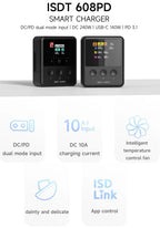 ISDT 608PD Lipo Balance Charger Discharger 240W/10A DC & 140W/5A PD Smart Digital Charger for LiPo/LiFe/LiHV RC Batteries