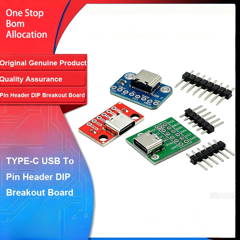 Type‑C USB Female To DIP Pin Header Adapter Board Pre‑Welded USB‑C Socket Breakout Module for Arduino Power Supply Debugging