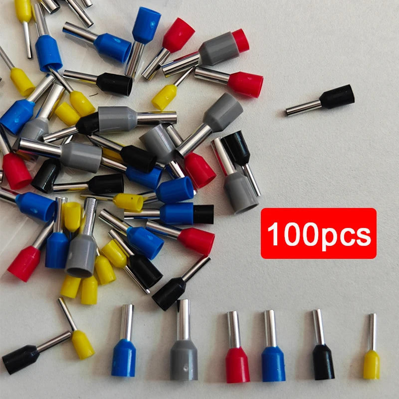 100PCS Electrical Tube Terminals Suit VE Tubular Block Cord End Connectors Cable Wire Connector
