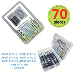 70pcs kit Voltage Regulator Kit AMS1117 1.2V/1.5V/1.8V/2.5V/3.3V/5.0V/ADJ lm1117 AMS1117-1.2 AMS1117-1.8 AMS1117-2.5 AMS1117-3.3