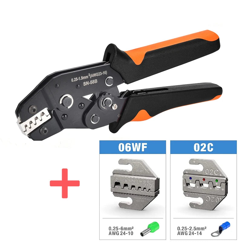 SN-58B Ratchet Crimper Tool Change Jaws Kit Automotive Service Kit Crimping Plier For Non-insulated/Open Barrel/Dupont Connector