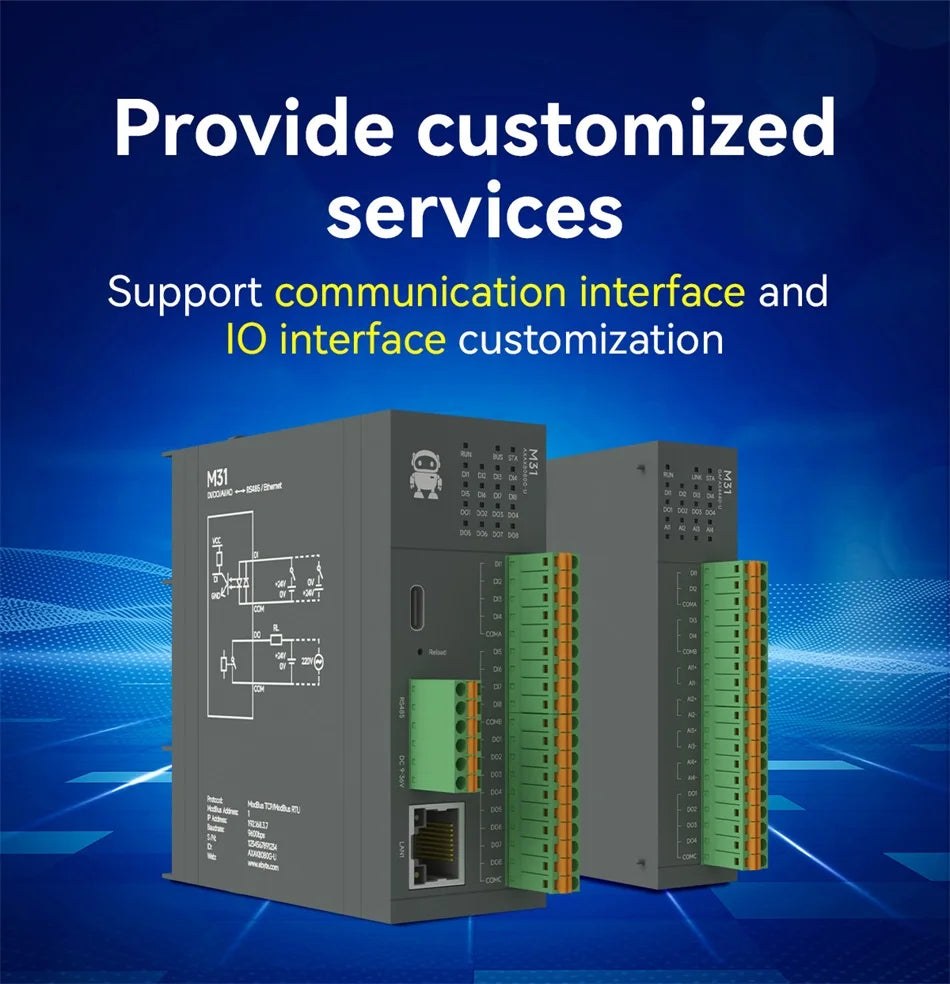 RS485 RJ45 DI/DO/AO/AI Distributed Remote IO Module CDEBYTE M31-U Series Modbus NEW Version Support PNP NPN DIP Free Splicing