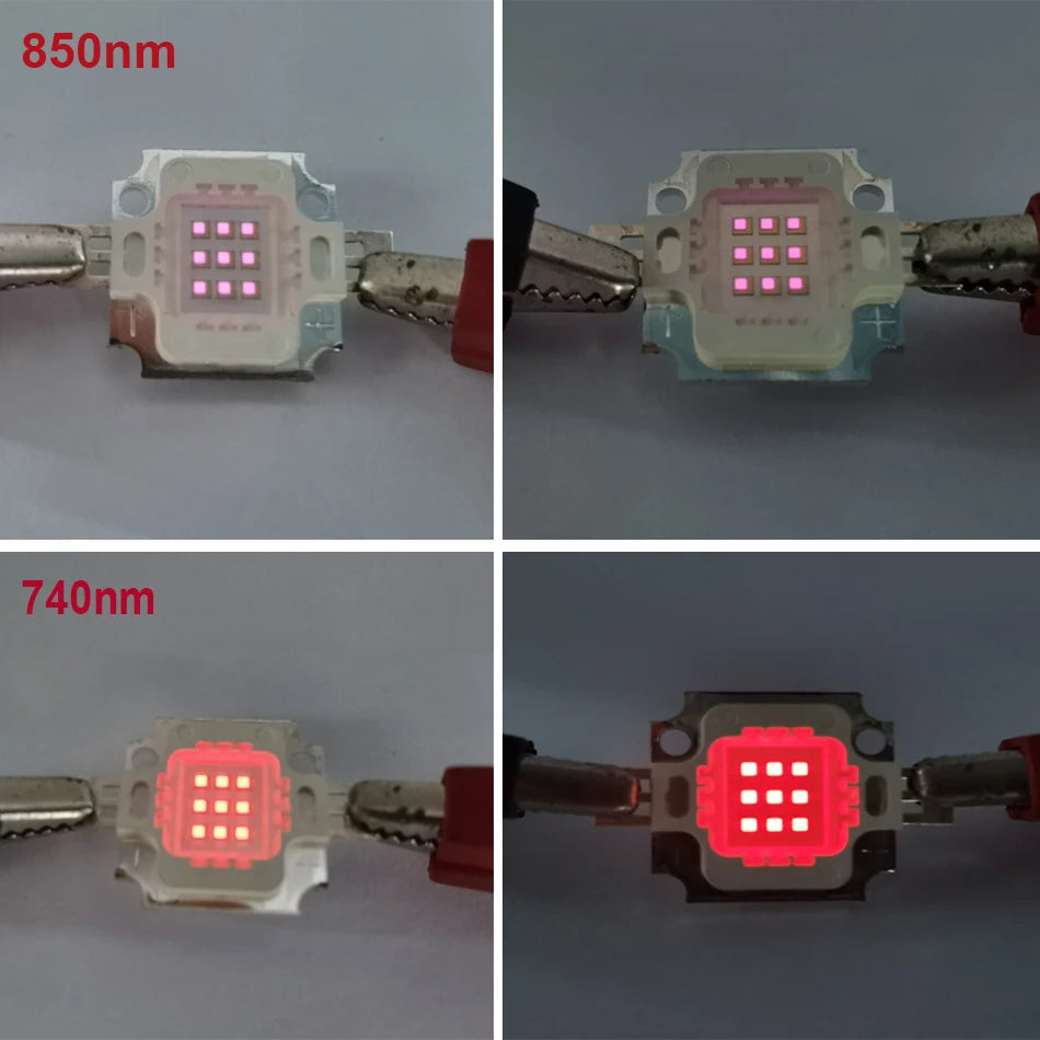 10w High Power LED Chip IR Infrared 730nm 740nm 808nm 850Nm 940nm 980nm 1050nm Emitter Light Lamp Beads  For Night Vision Camera