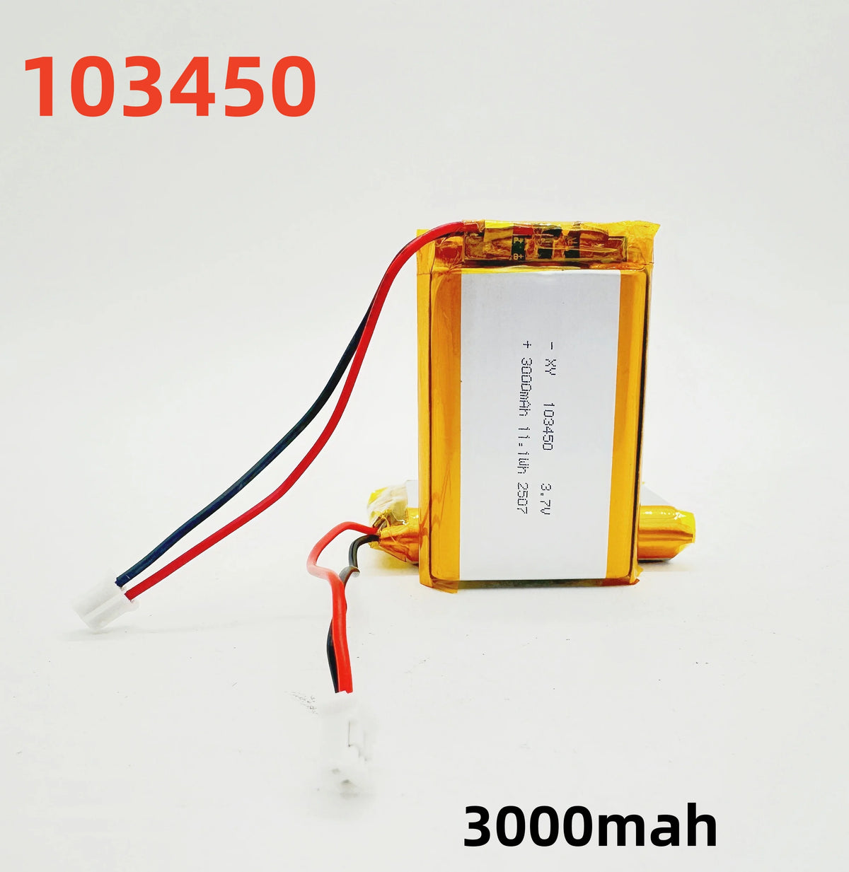 2.0-4.0AH 103450 Polymer Lithium Rechargeable Battery JST PH 2.0mm 2pin Plug for Camera GPS Navigator MP5 Bluetooth Headset