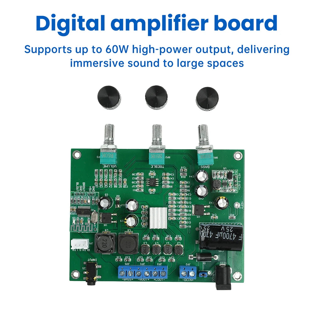 DC 9-18V 2.1 Channel Digital Audio Amplifier Board 2*15W+30W Bluetooth 5.4 Digital Decoder Power Amplifier Audiophile Subwoofer