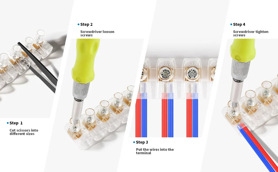 Dual Row 10-Position Terminal Block: White Screw Electric Barrier Strip with Self-Extinguish Feature, 380V Rated