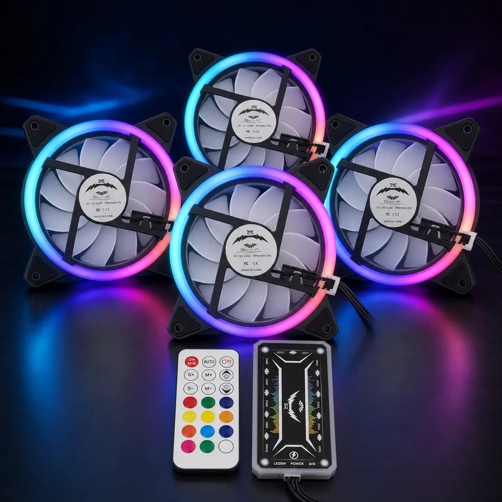 Computer Case PC Cooling Fan RGB Adjust LED 120mm Quiet + IR Remote New Computer Cooler Cooling RGB Case Fan For CPU