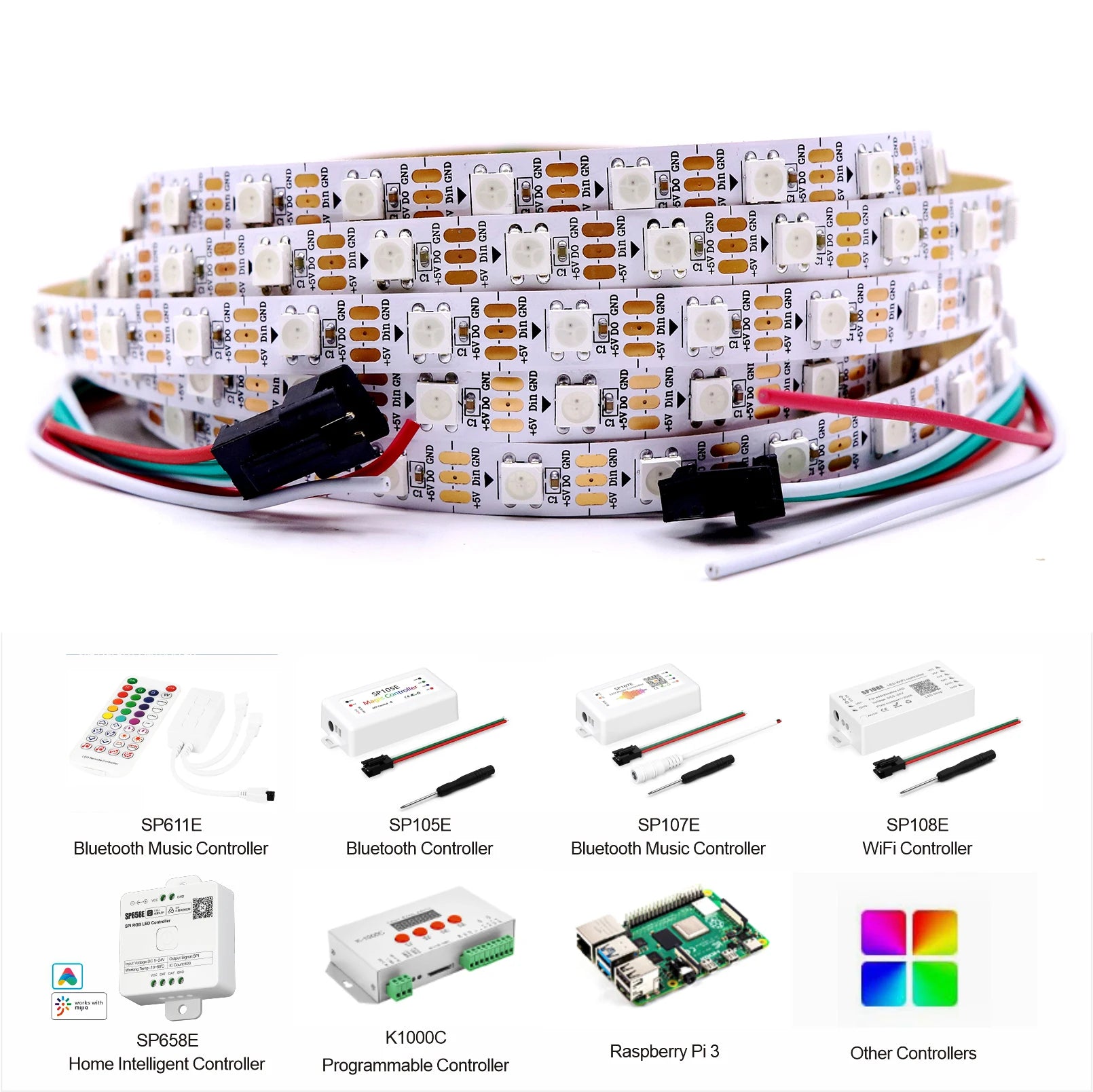 WS2812B  Led Strip 5v  30/60/74/96/144 Leds Smart RGB Pixel Strip Black/White PCB IP30/65/67 WS2811 IC Led Light 1m/2m/3m/4m/5m