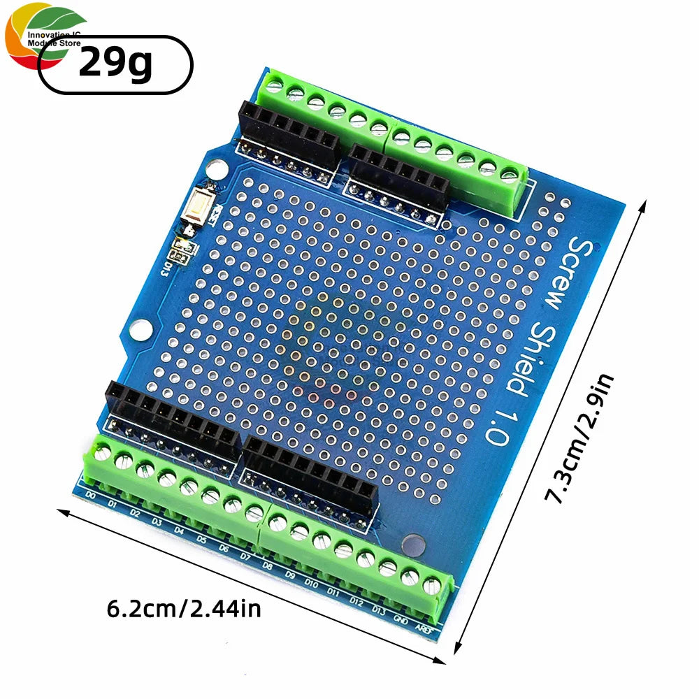 Proto Screw Shield PCB Expansion Board for Arduino Open Source Reset Button for Breadboard 3.81 Terminal Double-sided Solder DIY