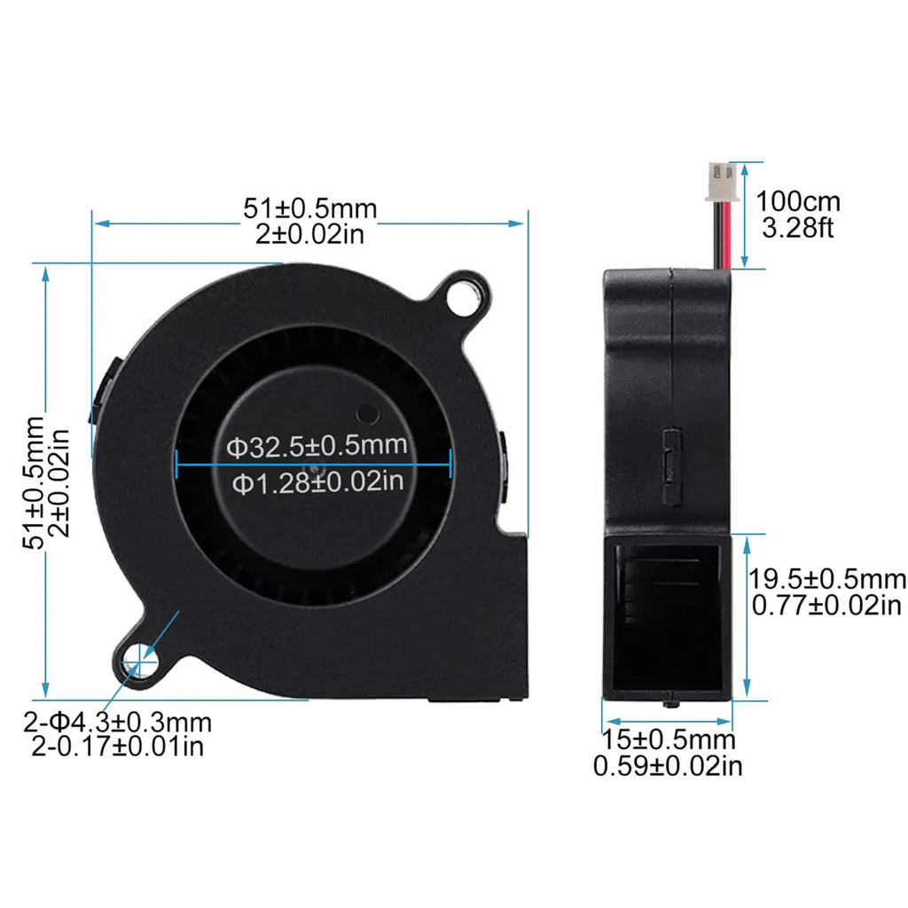 DC 5V 12V 24V 50x50x15mm Brushless Centrifugal Cooler 2Pin Radial Fan 5015 Turbo Blower 5cm 50mm Radiator for 3D Printer Cooling