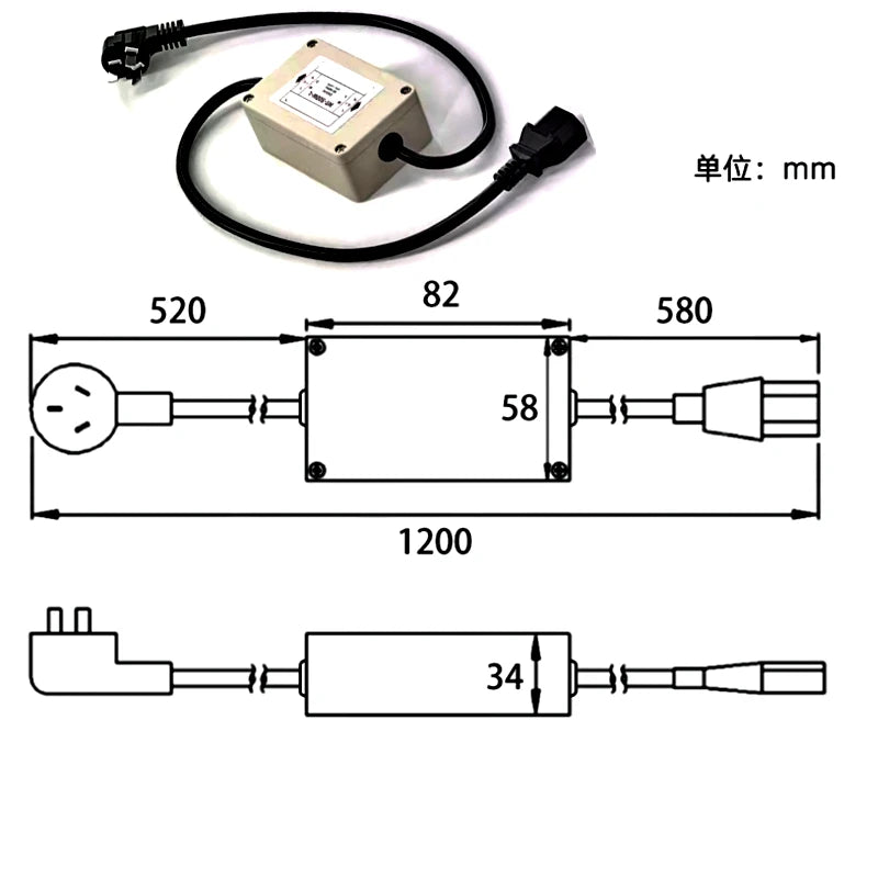1PCS/Lot MT-500W-L Single-phase AC power filter 500W 220V anti-interference sound purification with plug and wire MT-500W-L