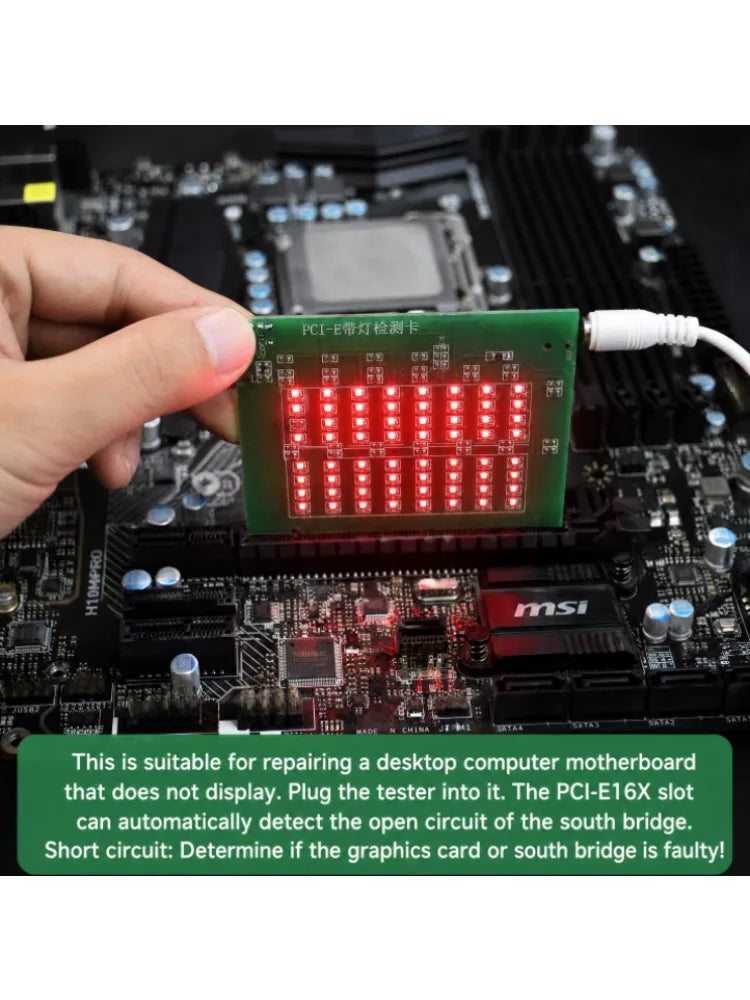 PCI-E 16X PCI Express Slot Tester Card for Motherboard,PCI-E Light Tester,Detect South Bridge Short Circuit & Open Circuit Fault