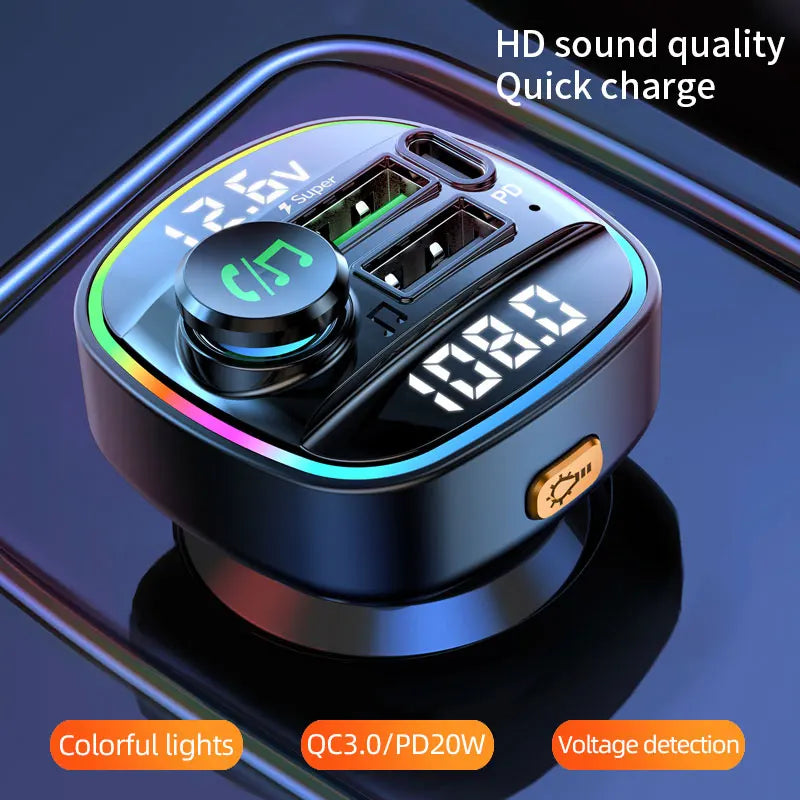 Bluetooth Handsfree FM Transmitter Car Radio Modulator MP3 Player With 22.5W USB Super Quick Charge Adapter for Car