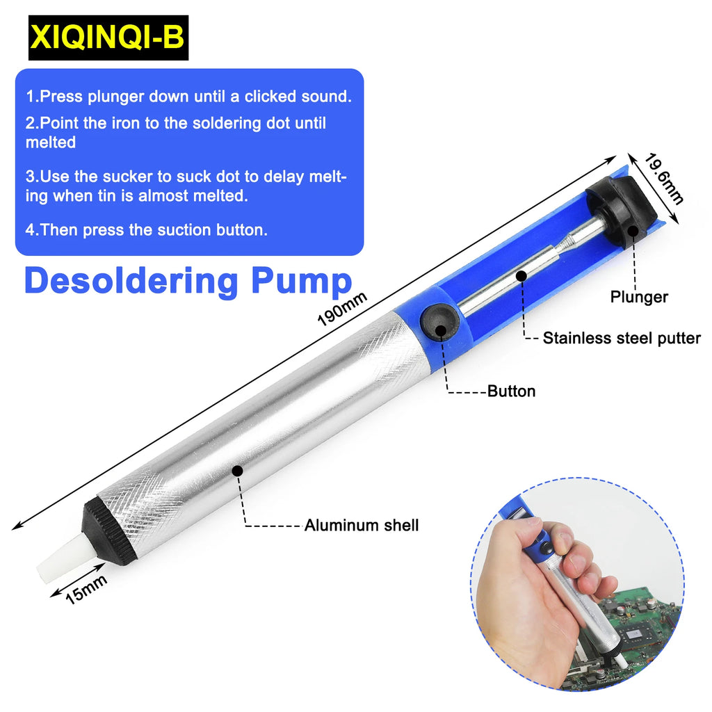 Toolour Solder Sucker Desoldering Vacuum Pump Solder Removal Tool Soldering Iron Auxiliary Tool Welding Accessories