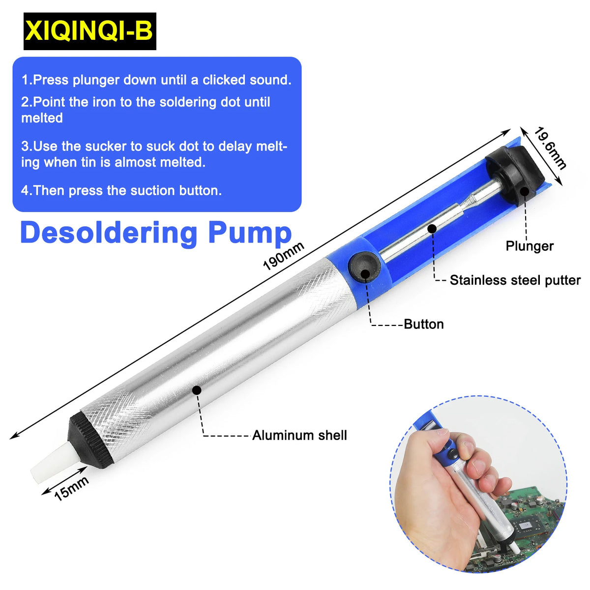 Toolour Solder Sucker Desoldering Vacuum Pump Solder Removal Tool Soldering Iron Auxiliary Tool Welding Accessories
