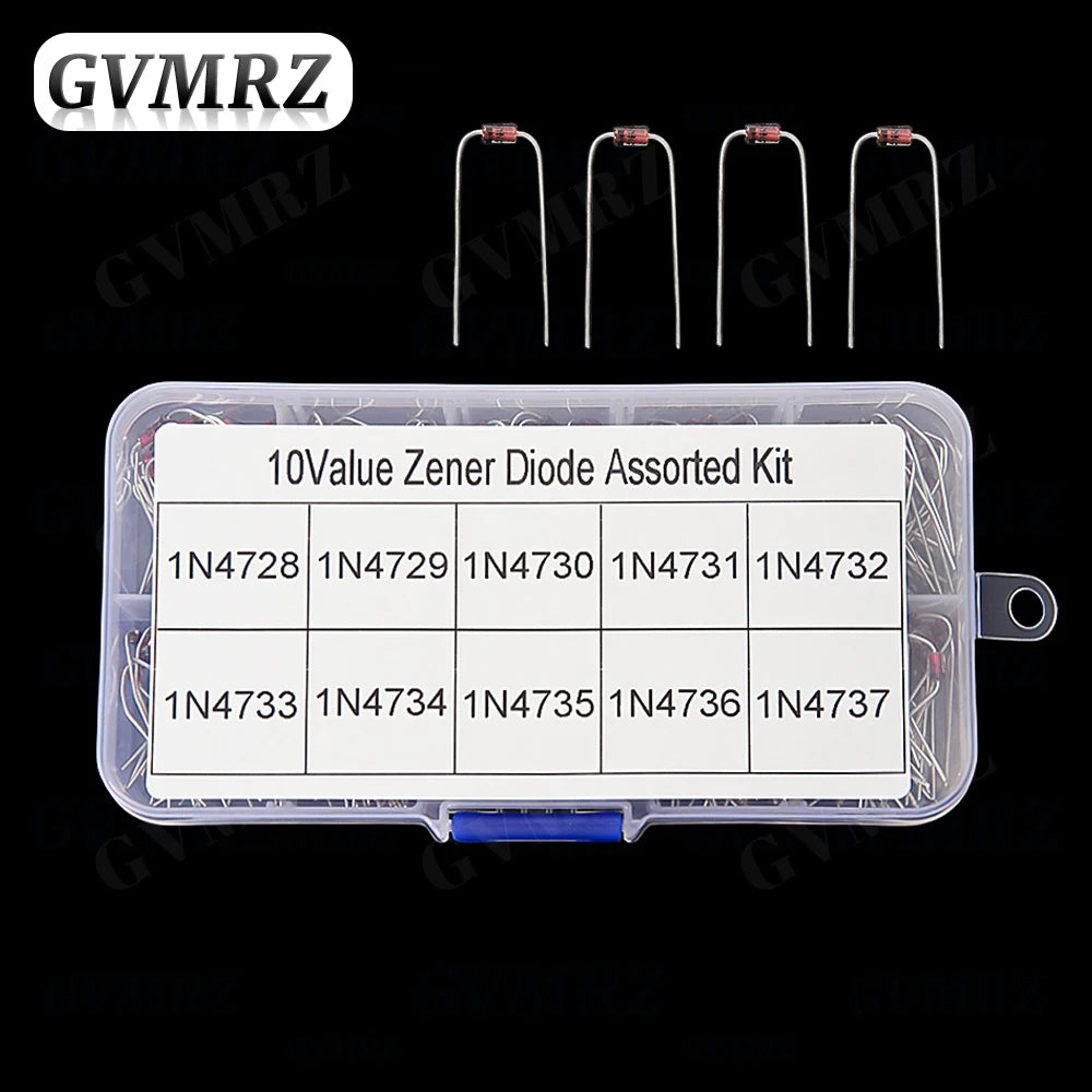 200Pcs 1W Zener Diode Assortment Box Kit 1N4728 1N4729 1N4730 1N4731 1N4732 1N4733 1N4734 1N4735 1N4736